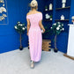 Colette Rushed Off Shoulder Maxi Dress Pink