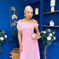 Colette Rushed Off Shoulder Maxi Dress Pink