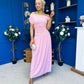 Colette Rushed Off Shoulder Maxi Dress Pink