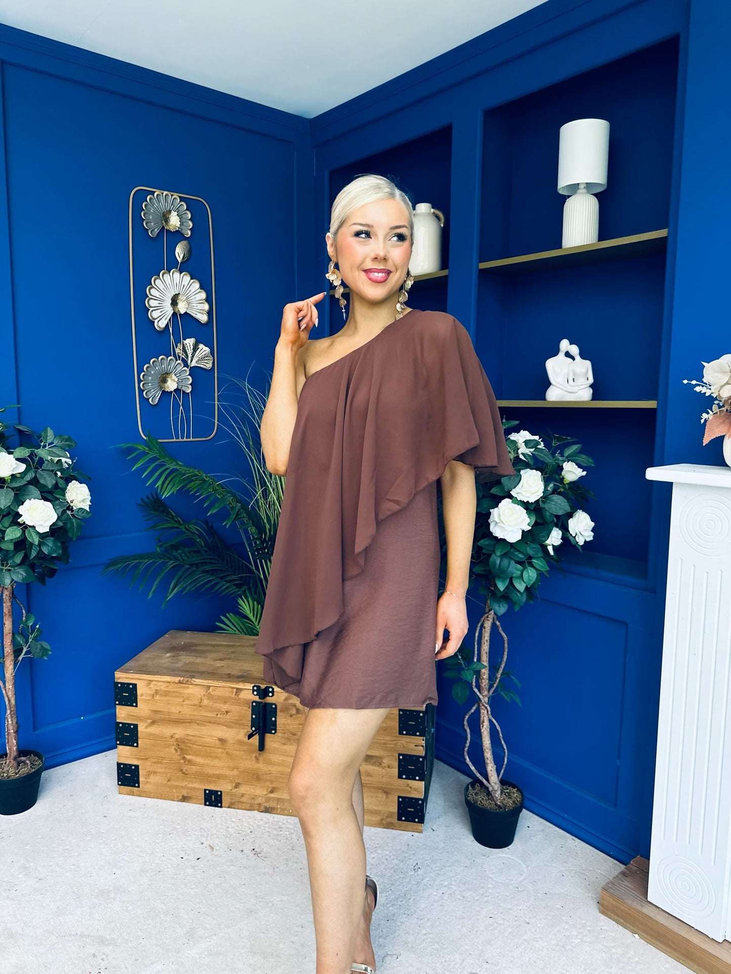 Francesca Cape Detail Shift Dress Coco