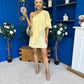 Francesca Cape Detail Shift Dress Yellow