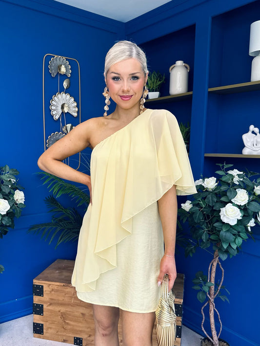 Francesca Cape Detail Shift Dress Yellow