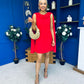 Amy Drape Detail Shift Dress Red