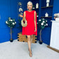 Amy Drape Detail Shift Dress Red