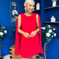Amy Drape Detail Shift Dress Red
