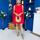 Amy Drape Detail Shift Dress Red