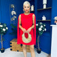 Amy Drape Detail Shift Dress Red