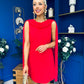 Amy Drape Detail Shift Dress Red