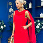 Amy Drape Detail Shift Dress Red