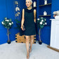 Amy Drape Detail Shift Dress Black