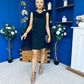 Amy Drape Detail Shift Dress Black