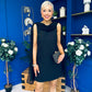 Amy Drape Detail Shift Dress Black