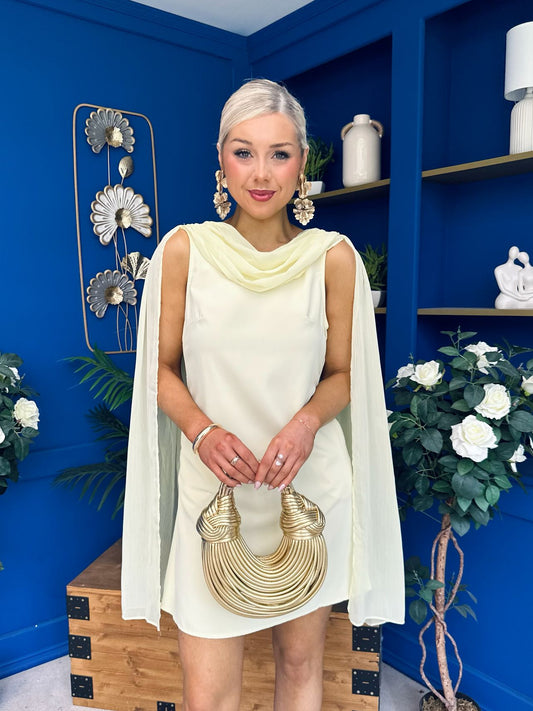 Amy Drape Detail Shift Dress Yellow