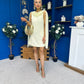 Amy Drape Detail Shift Dress Yellow