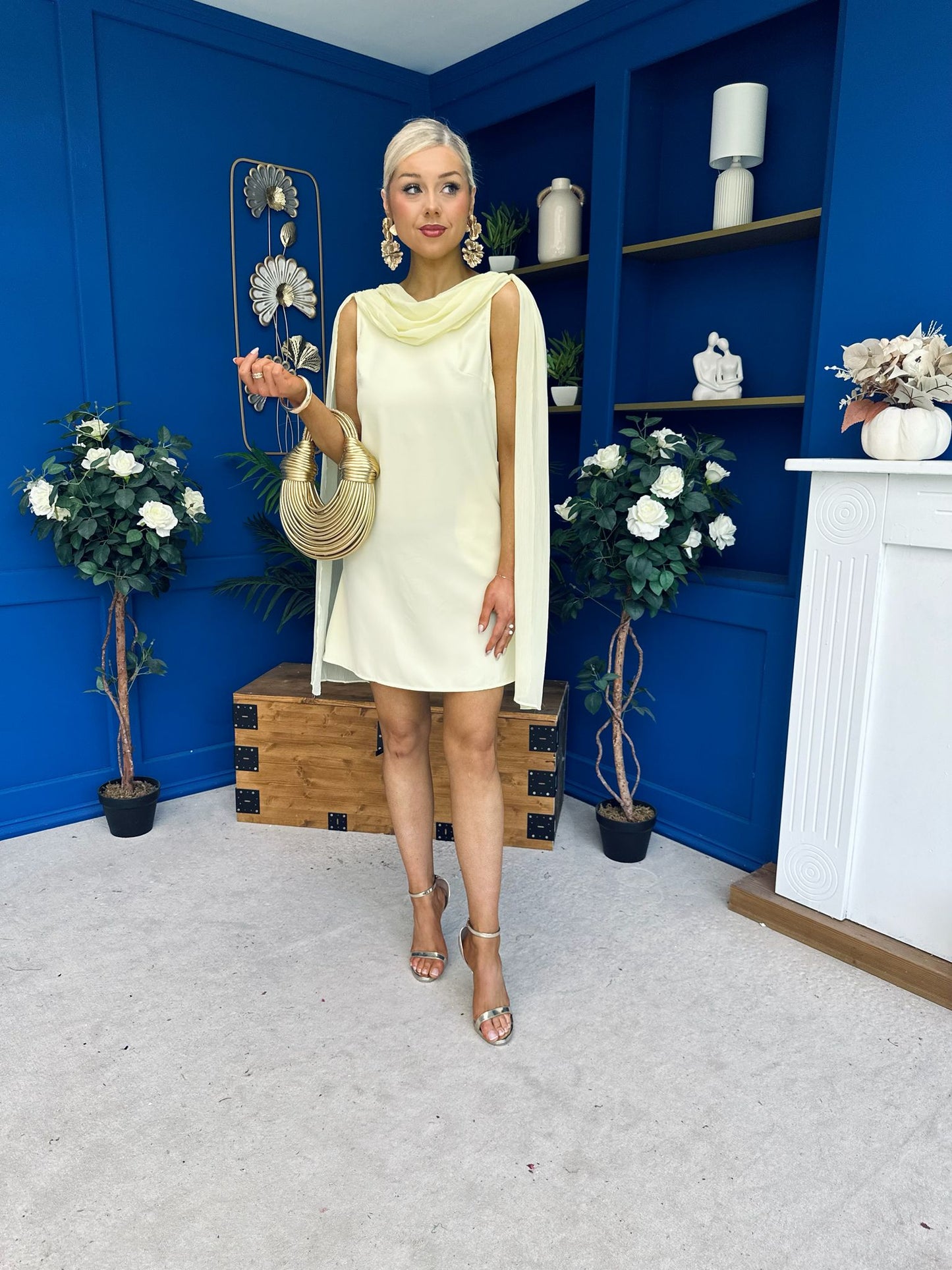 Amy Drape Detail Shift Dress Yellow