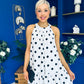 Tilly Crochet Detail Midi Dress Polka White