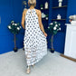 Tilly Crochet Detail Midi Dress Polka White