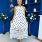 Tilly Crochet Detail Midi Dress Polka White