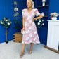 Myrtle V Neck A Line Floral Lace Midi Dress Blush