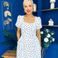 Reeve Square Neck Mini Dress Polka Cream