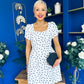 Reeve Square Neck Mini Dress Polka Cream