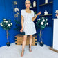 Reeve Square Neck Mini Dress Polka Cream