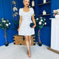 Reeve Square Neck Mini Dress Polka Cream
