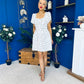 Reeve Square Neck Mini Dress Polka Cream