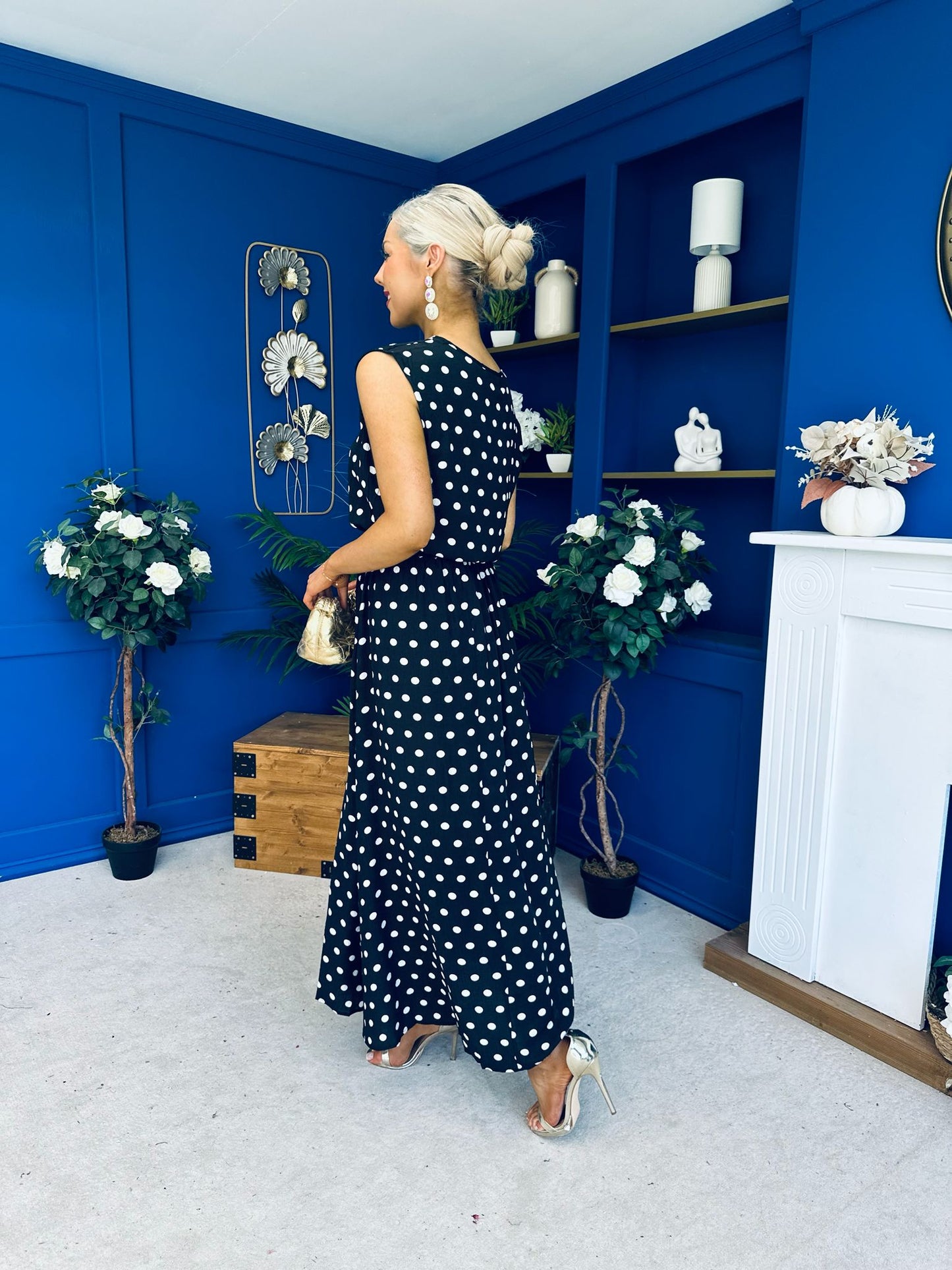 Briley Detailed Top & Skirt Set Polka Black