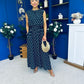 Briley Detailed Top & Skirt Set Polka Navy