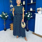 Briley Detailed Top & Skirt Set Polka Navy
