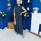 Briley Detailed Top & Skirt Set Polka Navy
