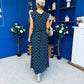 Briley Detailed Top & Skirt Set Polka Navy