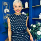 Briley Detailed Top & Skirt Set Polka Navy