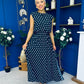 Briley Detailed Top & Skirt Set Polka Navy