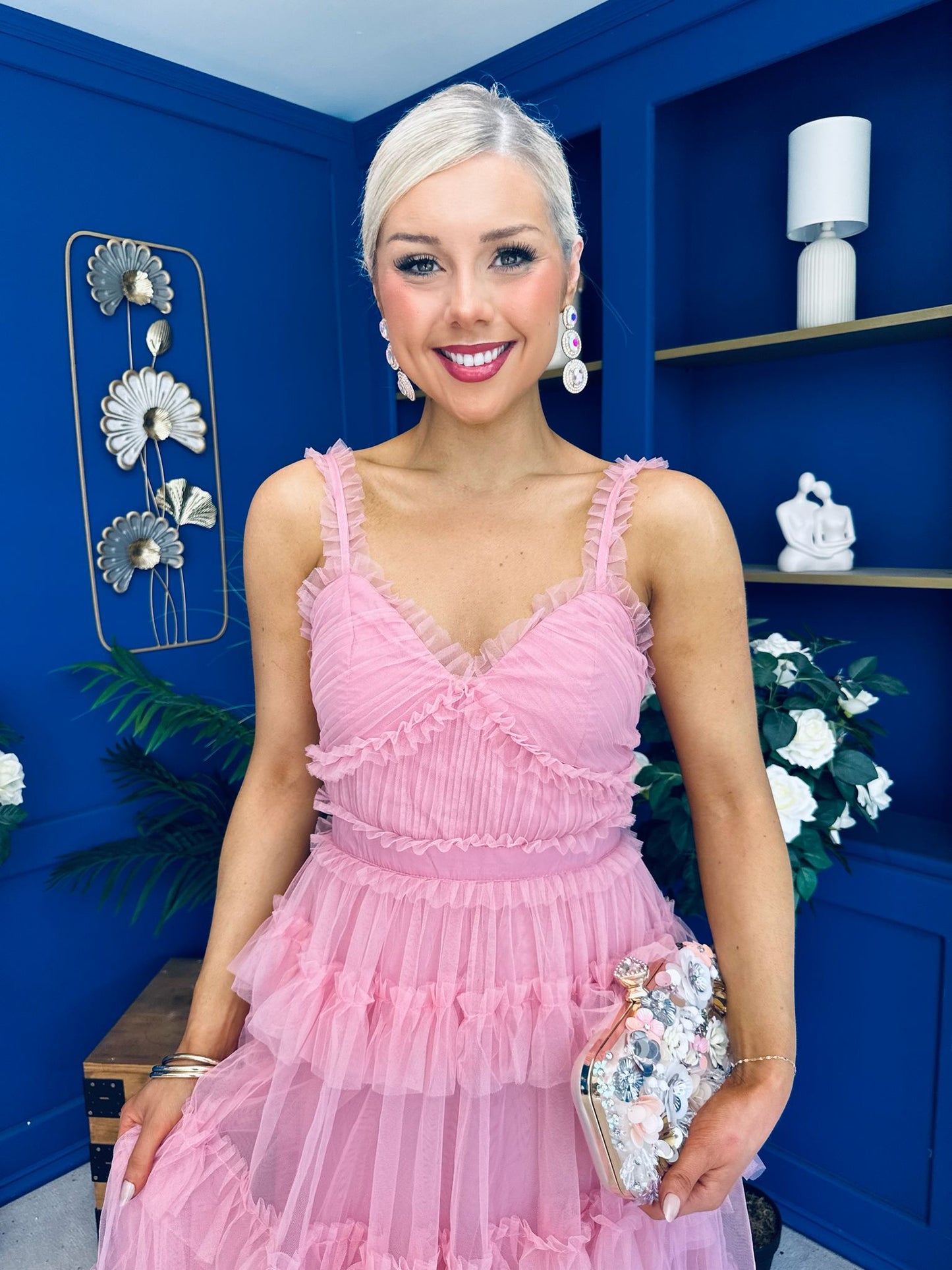 Rylan Layered Tulle Occasion Dress Blush