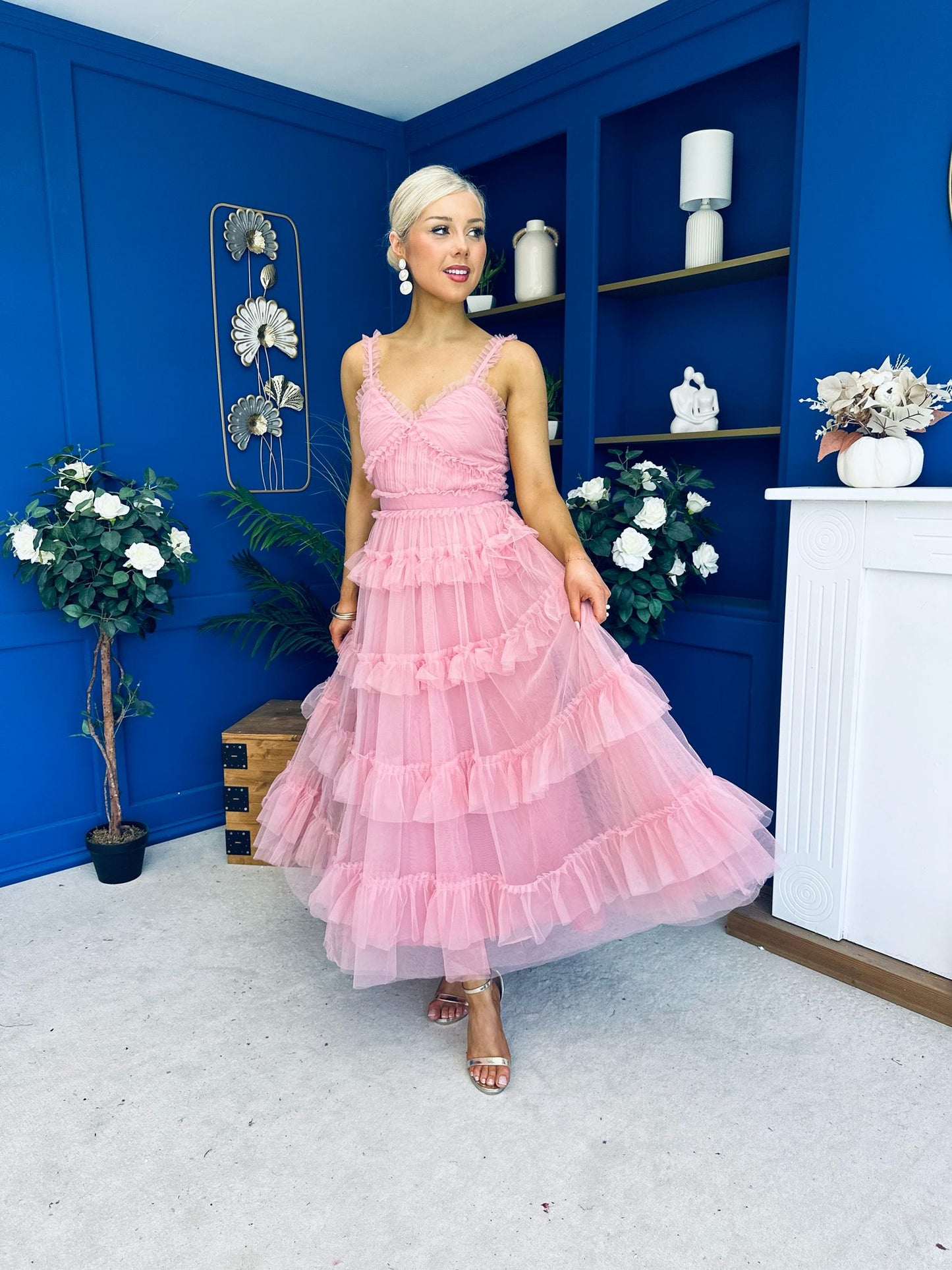 Rylan Layered Tulle Occasion Dress Blush