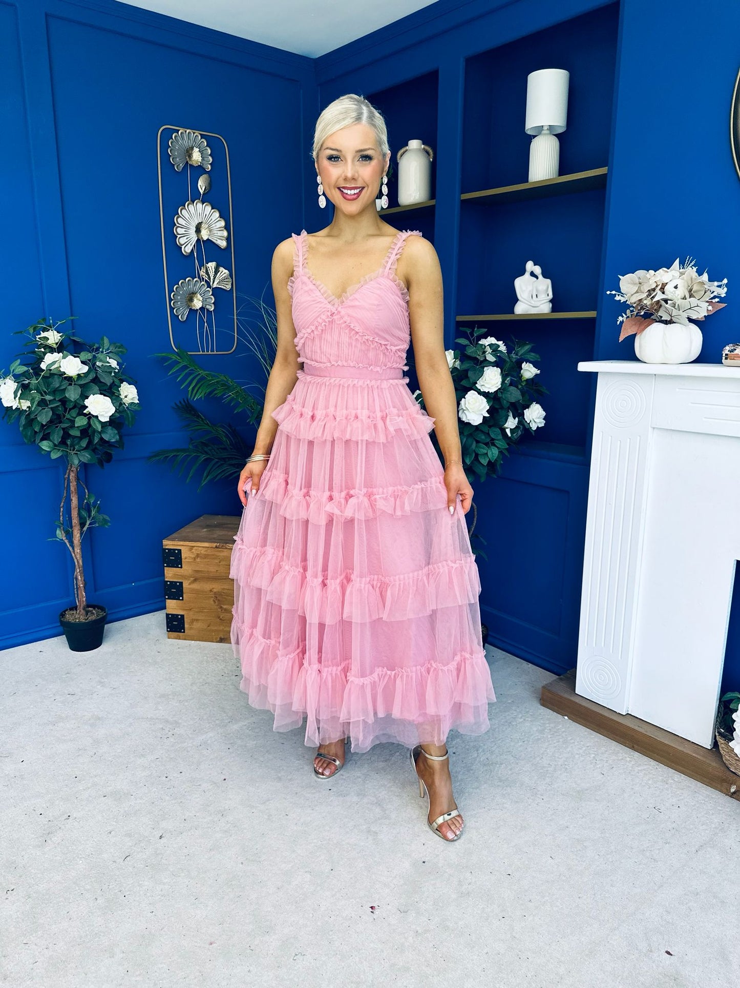 Rylan Layered Tulle Occasion Dress Blush