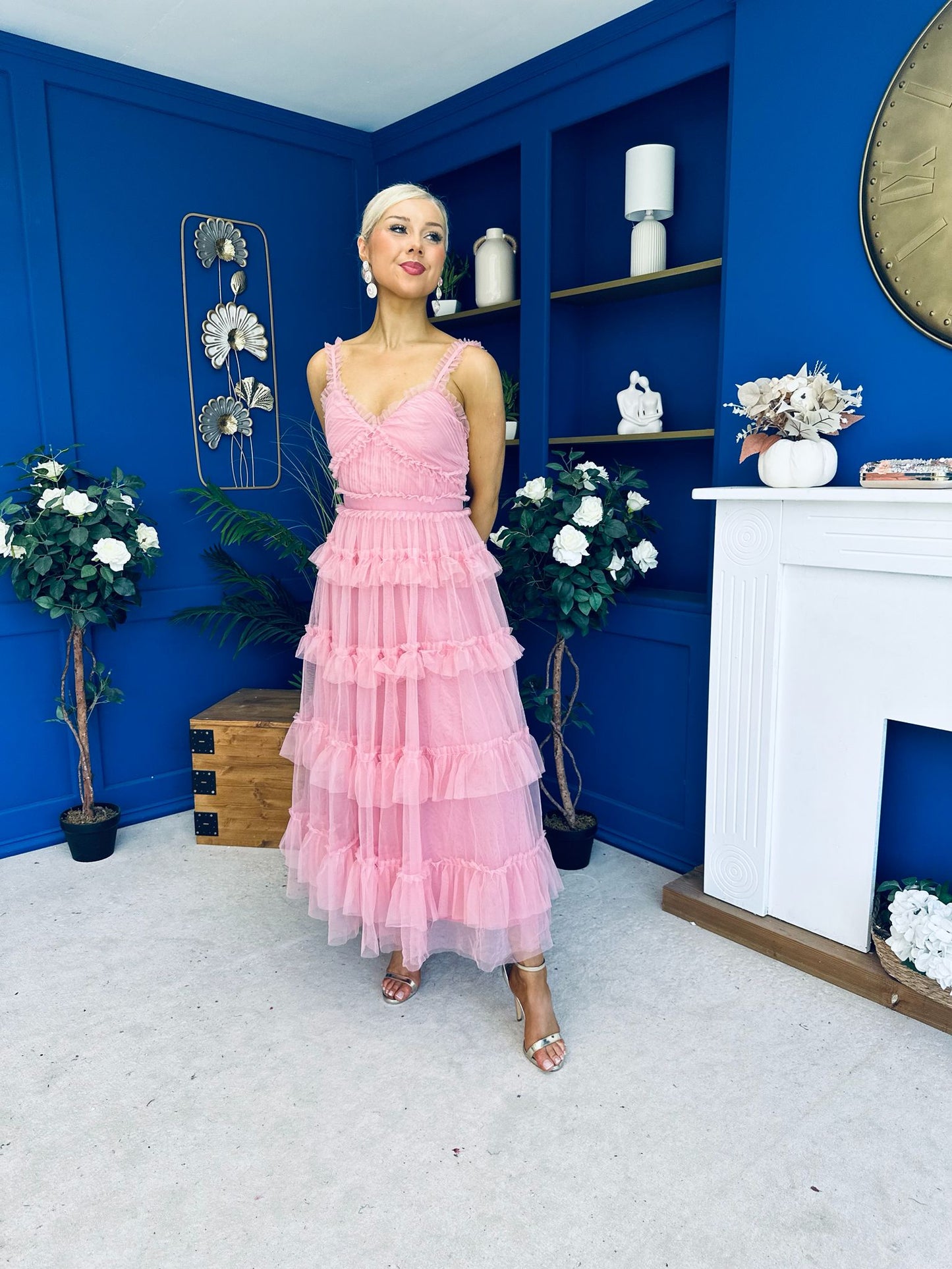 Rylan Layered Tulle Occasion Dress Blush