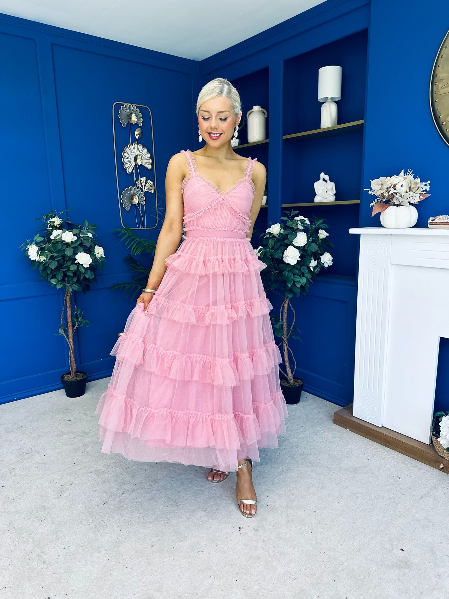 Rylan Layered Tulle Occasion Dress Blush