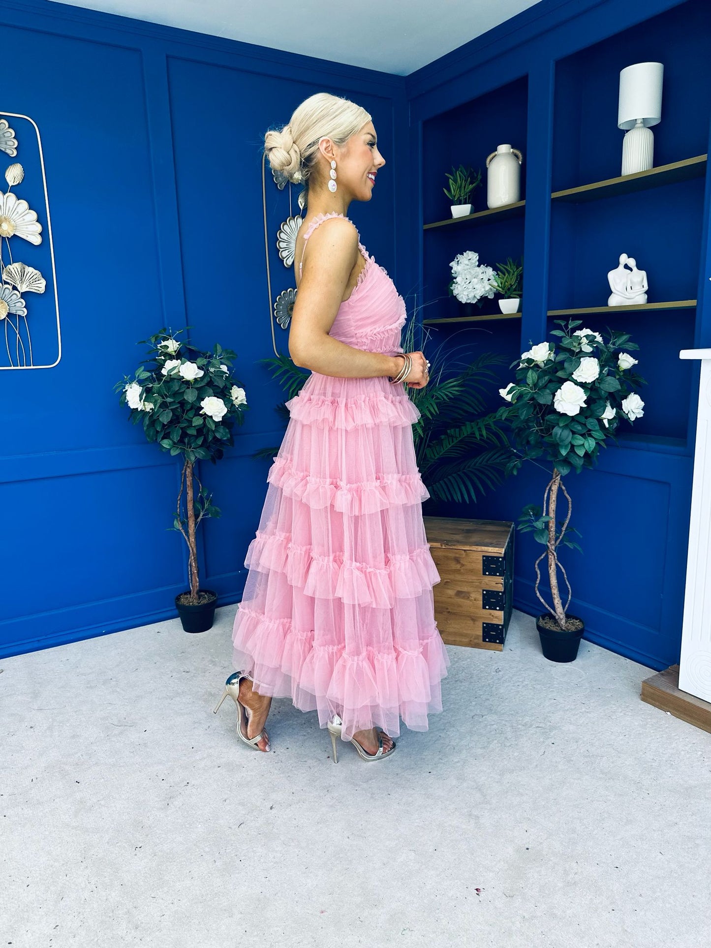 Rylan Layered Tulle Occasion Dress Blush