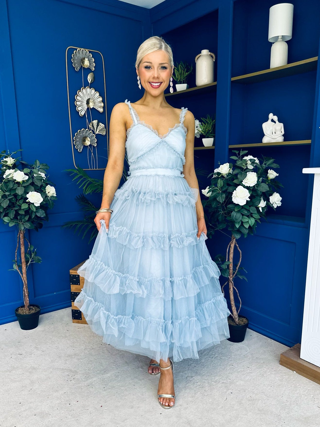 Rylan Layered Tulle Occasion Dress Blue