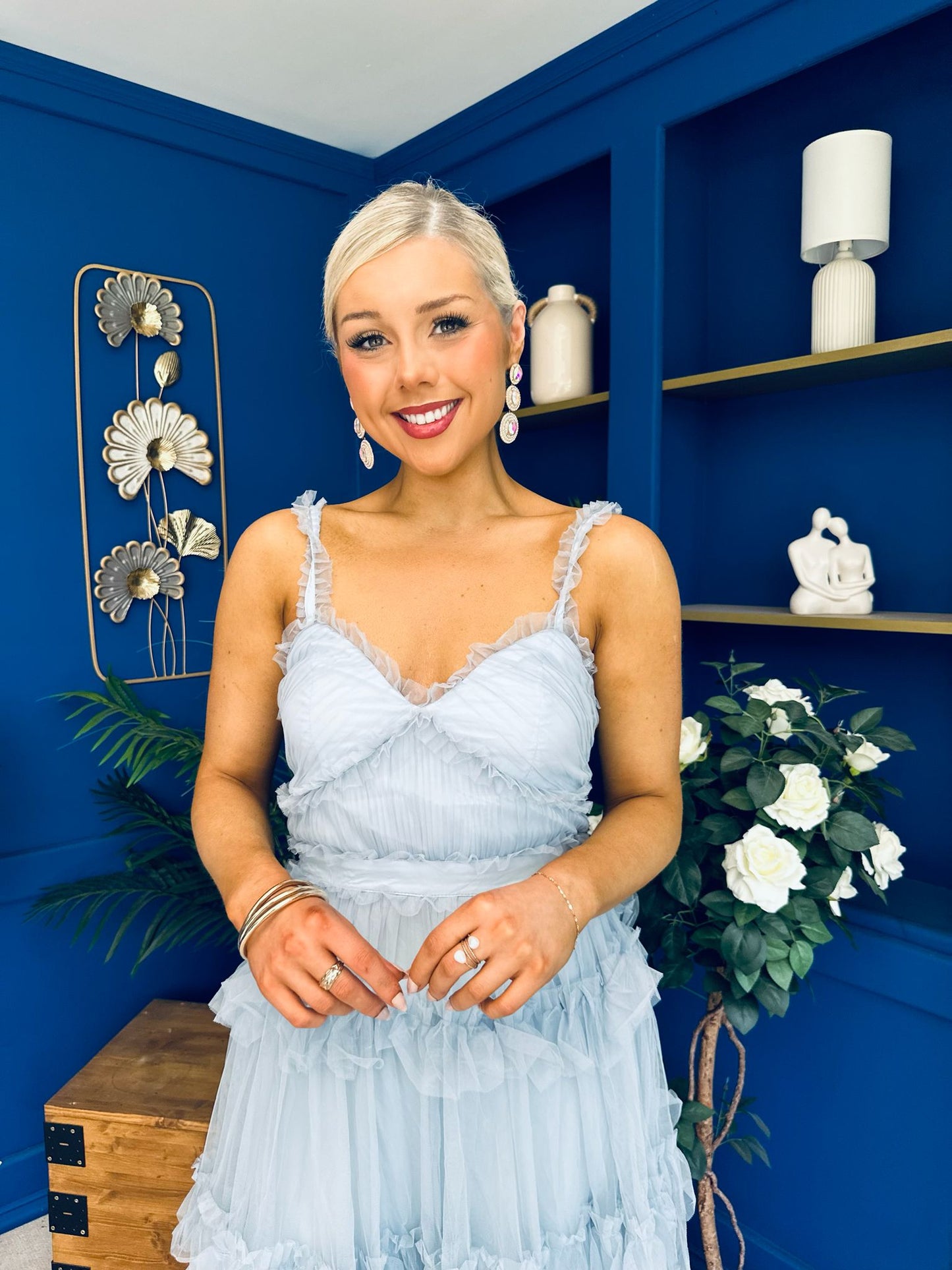 Rylan Layered Tulle Occasion Dress Blue