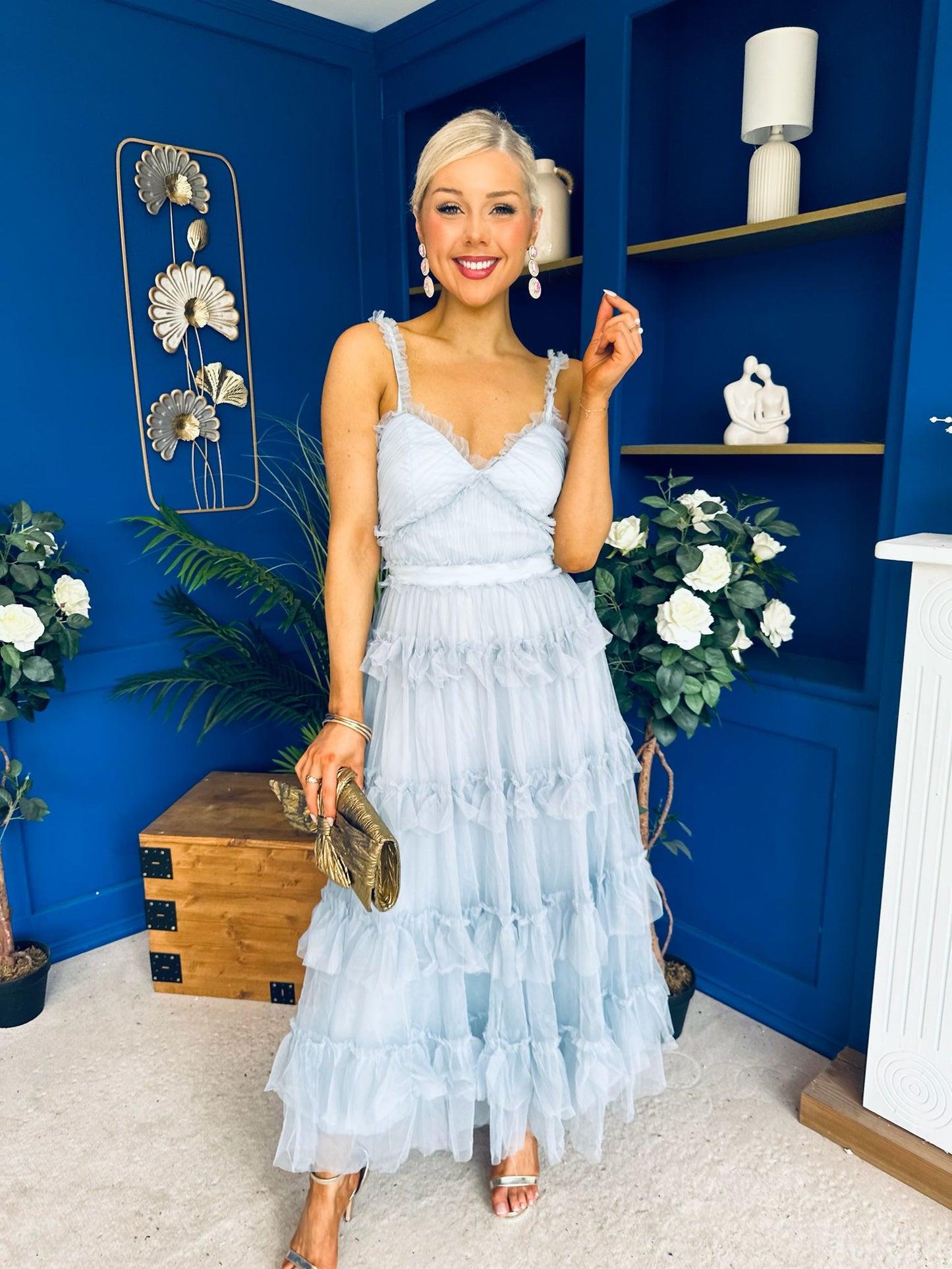 Rylan Layered Tulle Occasion Dress Blue