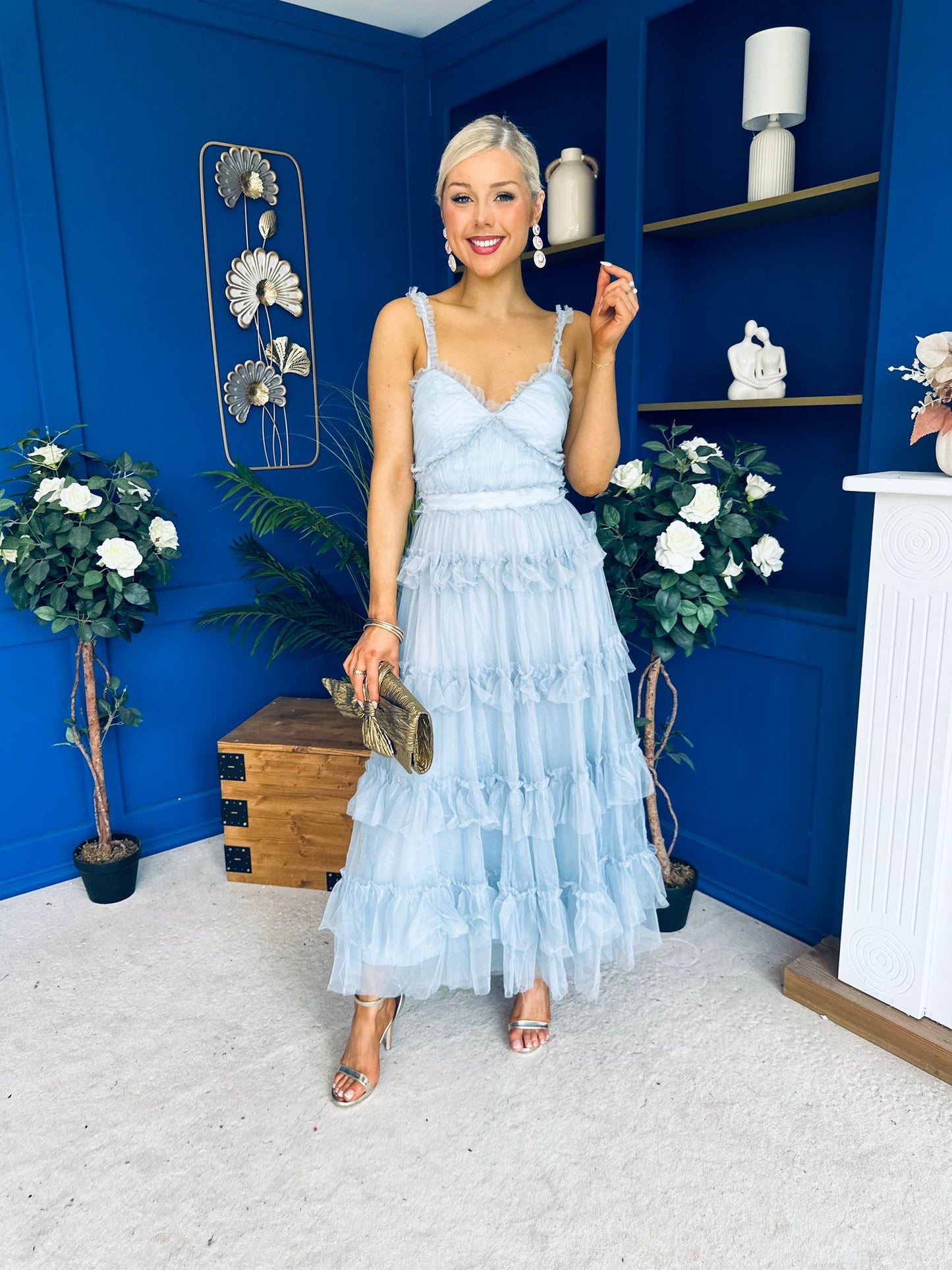 Rylan Layered Tulle Occasion Dress Blue
