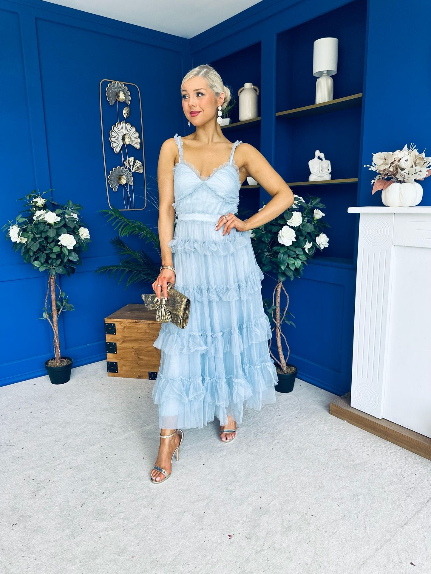 Rylan Layered Tulle Occasion Dress Blue