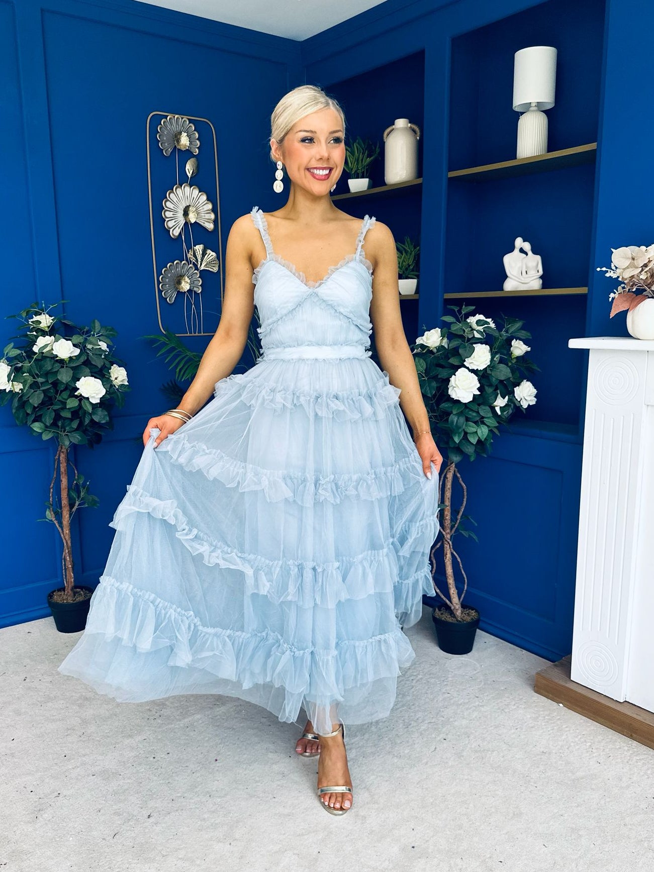 Rylan Layered Tulle Occasion Dress Blue
