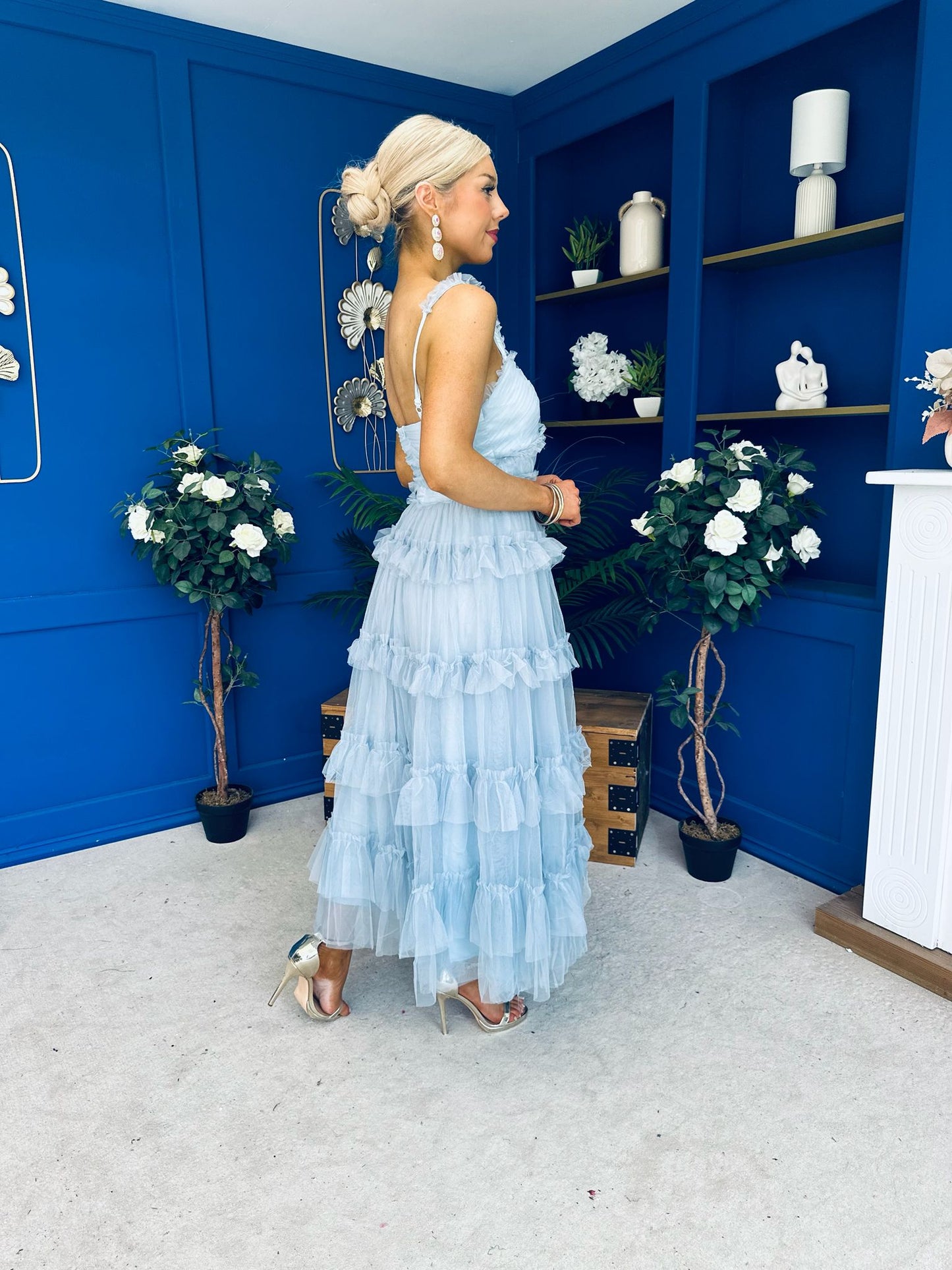Rylan Layered Tulle Occasion Dress Blue