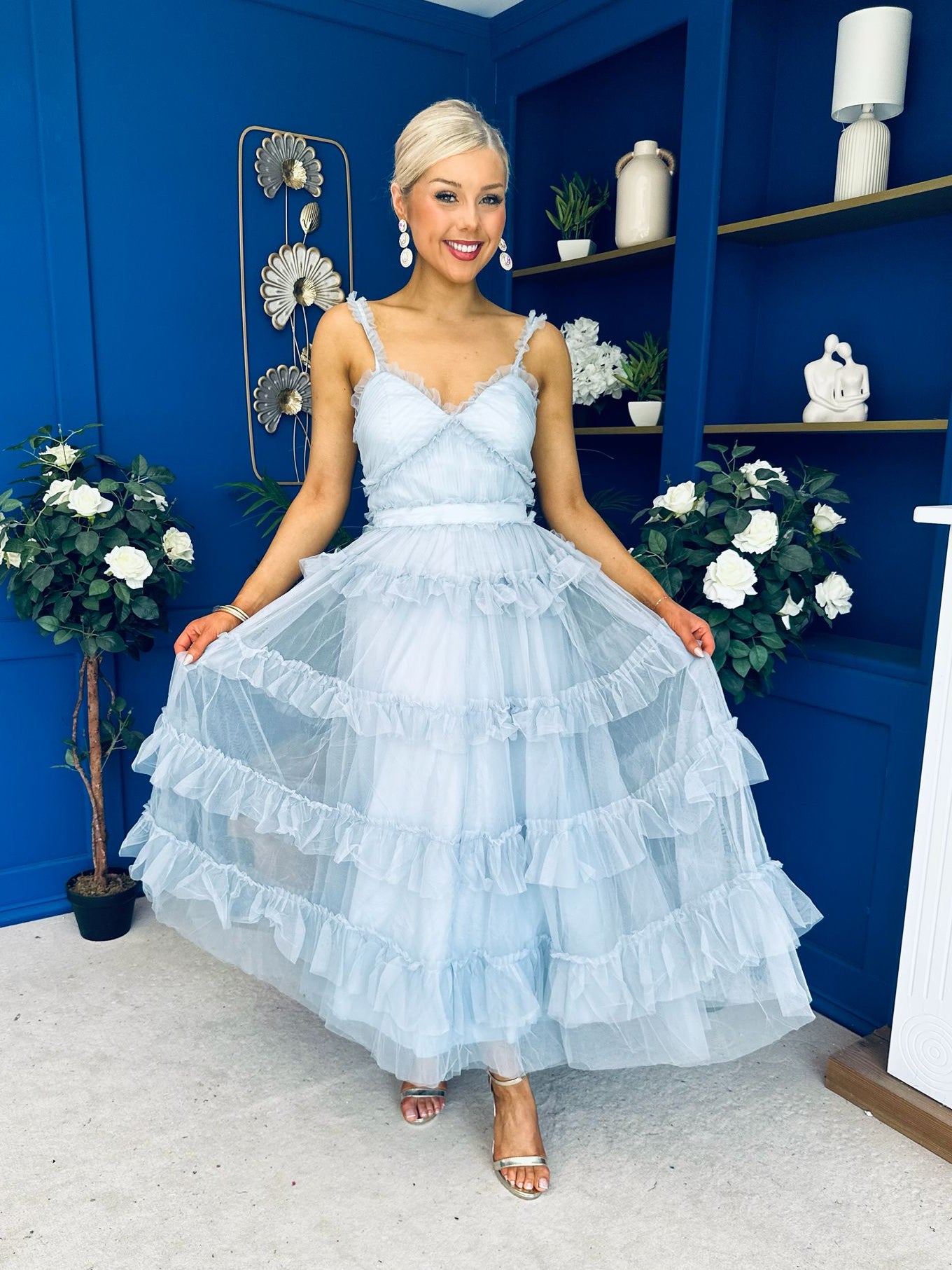Rylan Layered Tulle Occasion Dress Blue