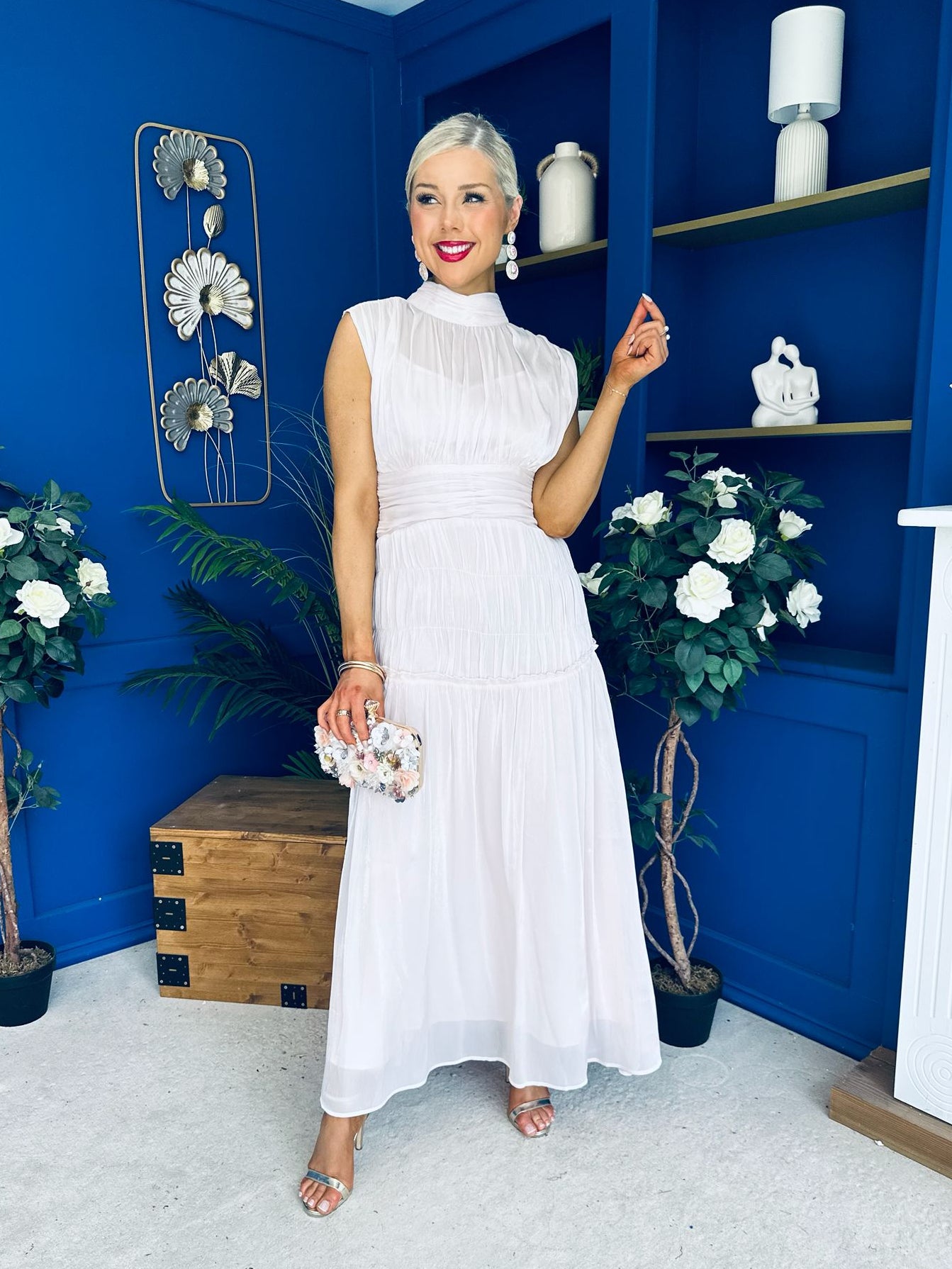 Geraldine Gathered Occasion Dress Pink
